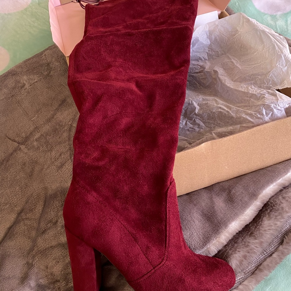 Over the knee suede boots